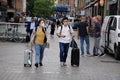 Asin tourists with fce mask in Copenhagen Denmark