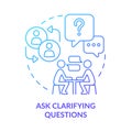 Ask clarifying questions blue gradient concept icon