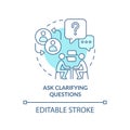 Ask clarifying questions turquoise concept icon