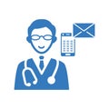 Ask a doctor icon, blue vector graphics Royalty Free Stock Photo