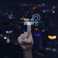 Ask an expert with star and question mark sign icon