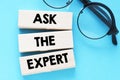ASK THE EXPERT words on wooden blocks Royalty Free Stock Photo