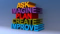 Ask imagine plan create improve on blue