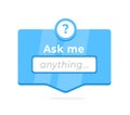 Ask me anything interactive banner design with question mark, a modern vector for FAQs, support services, and help