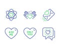 Ask me, Love letter and Hold heart icons set. Atom, Only you and Friends chat signs. Vector