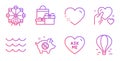 Ask me, Shopping and Ferris wheel icons set. Hold heart, Waves and Heart signs. Vector Royalty Free Stock Photo