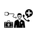 Ask a medical specialist / Calling doctor black icon Royalty Free Stock Photo