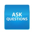 Ask Questions shiny blue square button Royalty Free Stock Photo