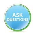 Ask Questions natural aqua cyan blue round button