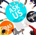 Ask us Customer Service Guidance Ideas Share Concept