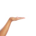 asking hand gesture with open palm an isolated white background. to ask something. pointing to copy space