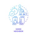 Asking neighbors to pet sit blue gradient concept icon