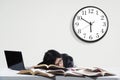 Asleep student while studying time Royalty Free Stock Photo