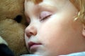 Asleep with a stuffed horse 2 Royalty Free Stock Photo