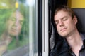 Asleep in the train Royalty Free Stock Photo