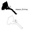 Asmara Eritrea. Detailed Country Map with Location Pin on Capital City.