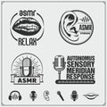 Asmr icon vector set. Autonomous sensory meridian response, enjoying sounds, whisper and music.