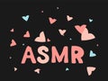 ASMR  isolated logo, icon. Autonomous sensory meridian response illustration. Flying pink and blue hearts Royalty Free Stock Photo