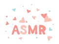 ASMR  isolated logo, icon. Autonomous sensory meridian response illustration. Flying pink and blue hearts Royalty Free Stock Photo