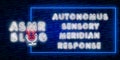ASMR Blog Neon Vector Text. Autonomous sensory meridian response neon sign, design template, modern trend design, night
