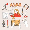ASMR triggers and equipment set