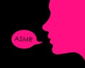 ASMR - woman silhouette and speech baloon with text