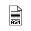 Black line icon for Asn, alphabet and word