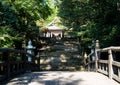 On the grounds of historic Kokuzo Shrine in Aso volcanic caldera, part of Aso-Kuju National Park