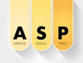 ASP - Average Selling Price acronym, business concept background