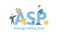 ASP, Average Selling Price. Concept with keywords, letters and icons. Flat vector illustration. Isolated on white