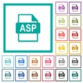ASP file format flat color icons with quadrant frames Royalty Free Stock Photo