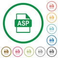 ASP file format flat icons with outlines