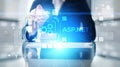 ASP.NET Development programming language concept on virtual screen. Royalty Free Stock Photo