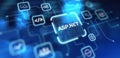 ASP.NET Web Application Framework for Dynamic Websites, projection on a virtual screen, Business and Technology Concept Royalty Free Stock Photo
