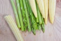 Asparagus and baby corn. Royalty Free Stock Photo