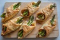 Asparagus baked in puff pastry with ham and cheese Royalty Free Stock Photo