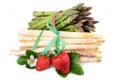 Asparagus bundle. Fresh healthy vegetables on white background.