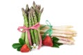 Asparagus bundle green and white isolated