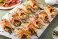 Asparagus bundles with puff pastry and bacon Royalty Free Stock Photo