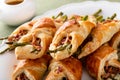 Asparagus bundles with puff pastry and bacon Royalty Free Stock Photo