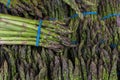 Asparagus Bundles at Vegetable Stall Closeup