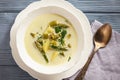 Asparagus cheese soup with potatoes and leek. Royalty Free Stock Photo