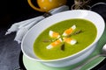 Asparagus cream soup with egg Royalty Free Stock Photo