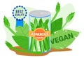 Asparagus farm agriculture product vector illustration, cartoon flat farmed best quality asparagus in can with fresh