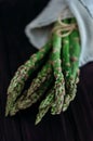 Asparagus. Fresh green asparagus on black background