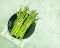 asparagus freshness rustic on a plate a gray concrete background