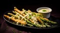 Asparagus fries seasoned and paired with creamy baconnaise, creating a mouthwatering delights