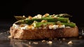 Asparagus And Goat Cheese Tartine With A Sprinkle Of Black Pepper. Generative AI