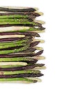 Asparagus group of healthy vegetables organized in a row isolated on a white background. Purplem green and white Royalty Free Stock Photo