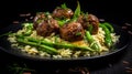 Asparagus and meatball orzo, creating a harmony of flavors and textures